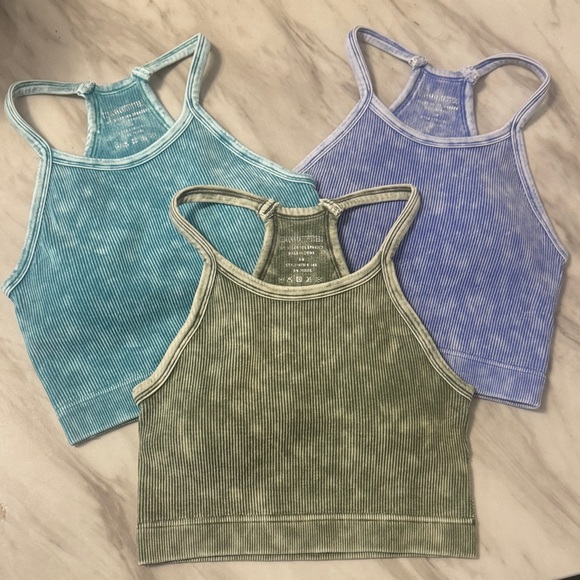 Zenana Outfitters Tops - Zenana Outfitters Teal, Olive, and Lavender Crop Tops